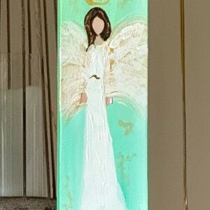 Angel Canvas Art with Gold Accents